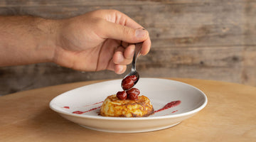 Tortino di riso e ricotta con corniole sciroppate